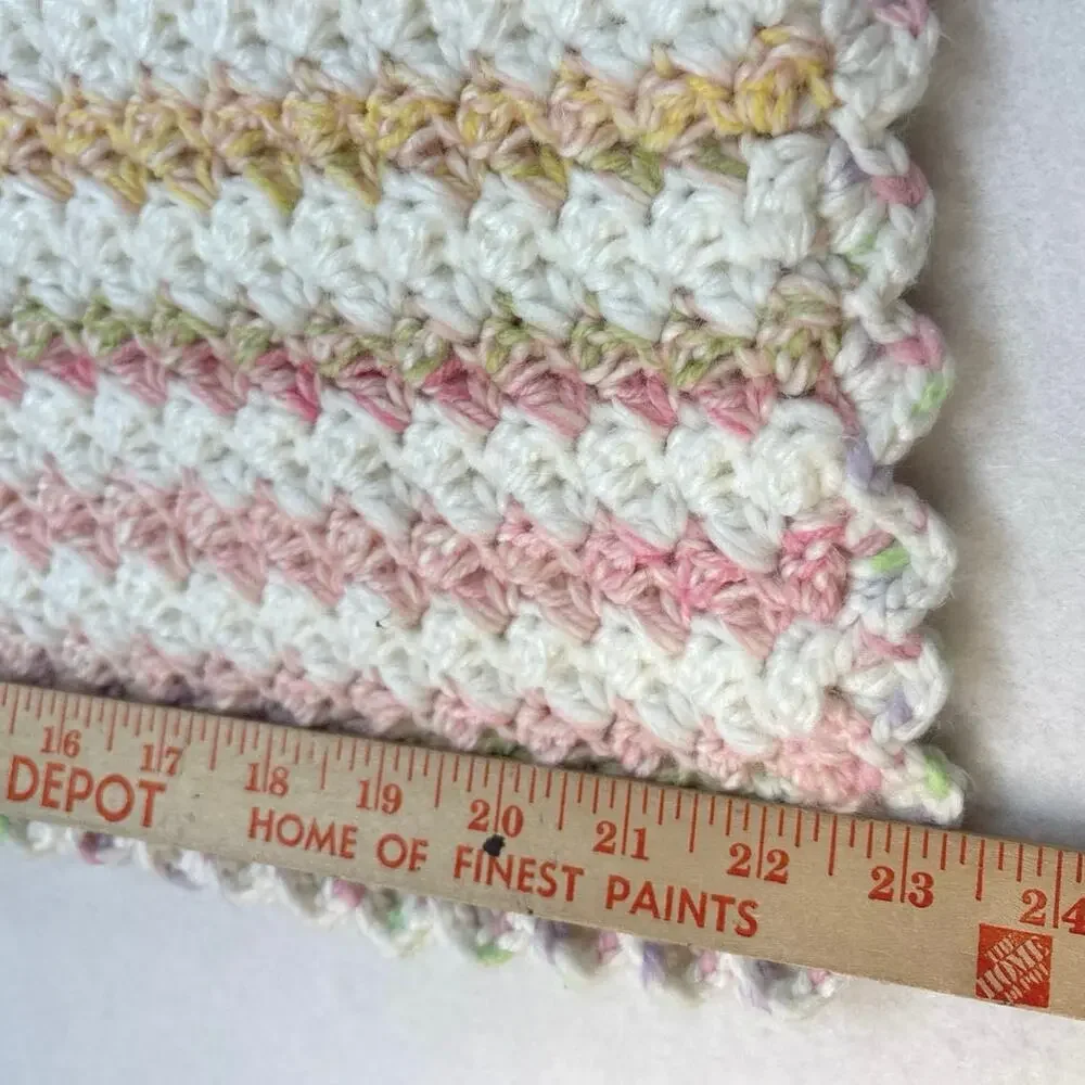 Hand Made Crocheted Baby Blanket 27”x23”